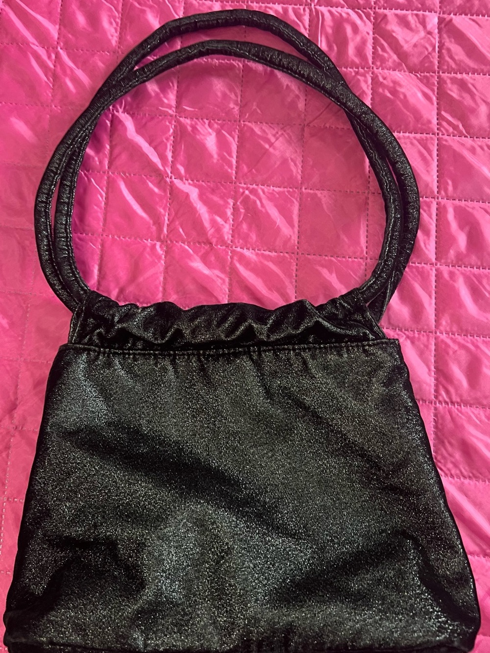 Steve Madden Black Satin Double-Handle Shoulder Bag